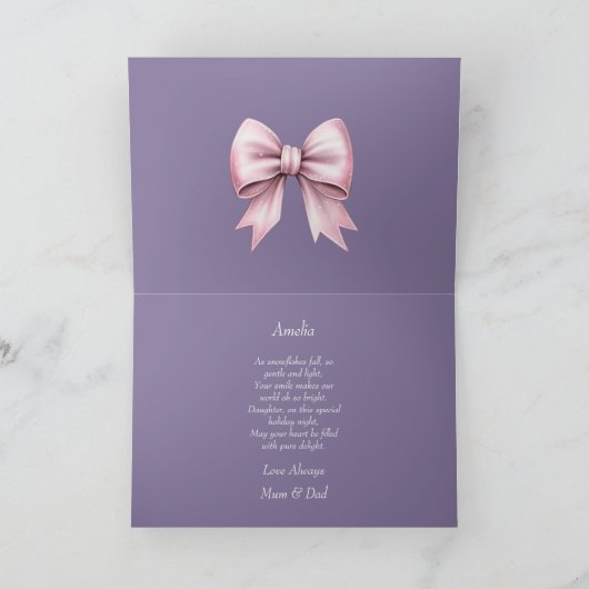 Niedlich Pink Teddy Daughter Weihnachtskarte Dankeskarte (Innenseite)