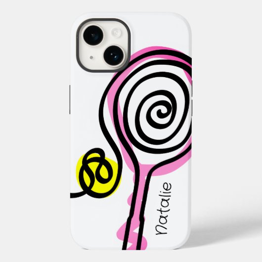 Niedlich-pink-Tennisschläger Case-Mate iPhone 14 F Hülle (Rückseite)