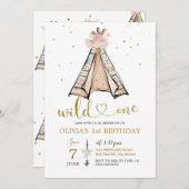 Niedlich Pink Tribal TeePee Wild Einladung zum Geb (Vorne/Hinten)