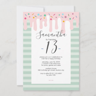 Niedlich Pink Tropfen Sprinkle Geburtstagsparty Einladung
