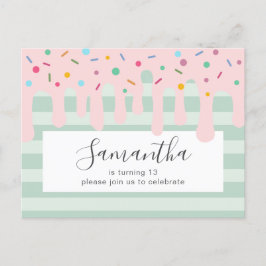 Niedlich Pink Tropfen Sprinkle Geburtstagsparty Einladungspostkarte