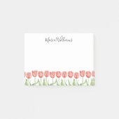 Niedlich Pink Tulip Garden Personalisiert 4x3 Post-it Klebezettel (Vorderseite)