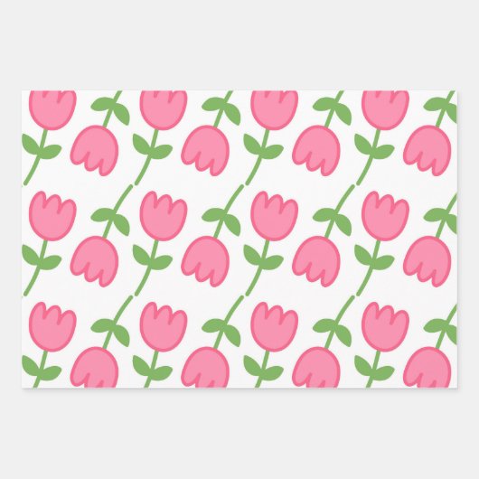 Niedlich Pink Tulip Geschenkpapier Set (Vorderseite 2)