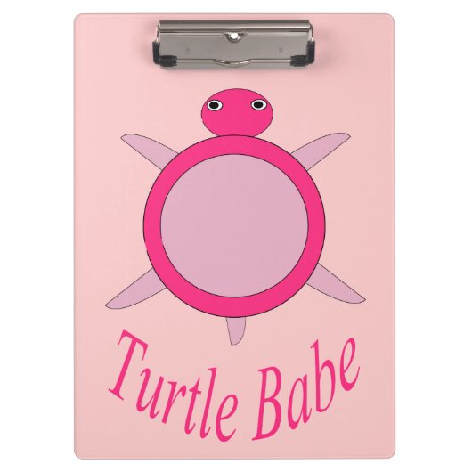 Niedlich Pink Turtle Babe Clipboard Klemmbrett (Vorderseite)