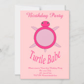 Niedlich Pink Turtle Babe Custom lädt ein Magneteinladung (Vorderseite)