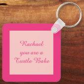 Niedlich Pink Turtle Babe Custom Schlüsselanhänger (Rückseite)