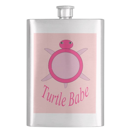Niedlich Pink Turtle Babe Flask Flachmann (Vorderseite)