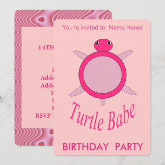 Niedlich Pink Turtle Babe Geburtstagsparty Einladu Einladung