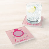 Niedlich Pink Turtle Babe Glasuntersetzer (Schrägansicht)