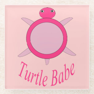 Niedlich Pink Turtle Babe Glasuntersetzer