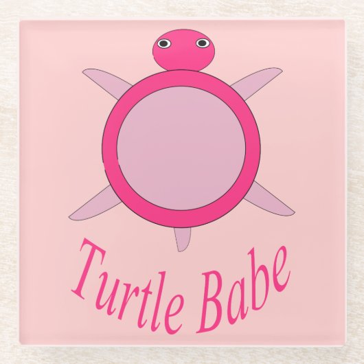 Niedlich Pink Turtle Babe Glasuntersetzer (Vorderseite)