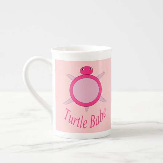 Niedlich Pink Turtle Babe Knochen China Tasse (Links)