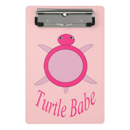Niedlich Pink Turtle Babe Mini Zwischenablage Klemmbrett (Vorderseite)