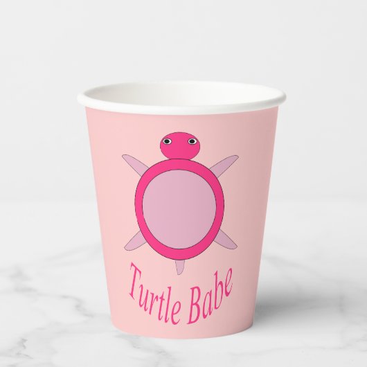 Niedlich Pink Turtle Babe Pappbecher (Vorderseite)