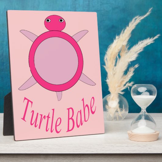 Niedlich Pink Turtle Babe Plaque Fotoplatte (Seite)