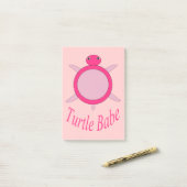 Niedlich Pink Turtle Babe Post it notes Pad Post-it Klebezettel (Auf Schreibtisch)