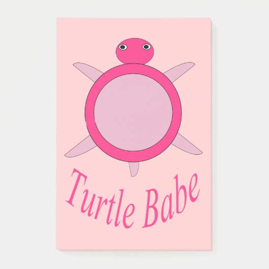 Niedlich Pink Turtle Babe Post it notes Pad Post-it Klebezettel (Vorderseite)