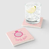 Niedlich Pink Turtle Babe Stone Untersetzer (Seitenansicht)
