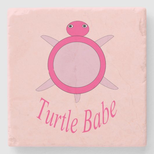 Niedlich Pink Turtle Babe Stone Untersetzer (Vorderseite)