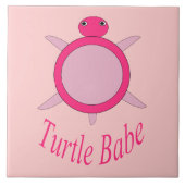 Niedlich Pink Turtle Babe Tile Fliese (Vorderseite)
