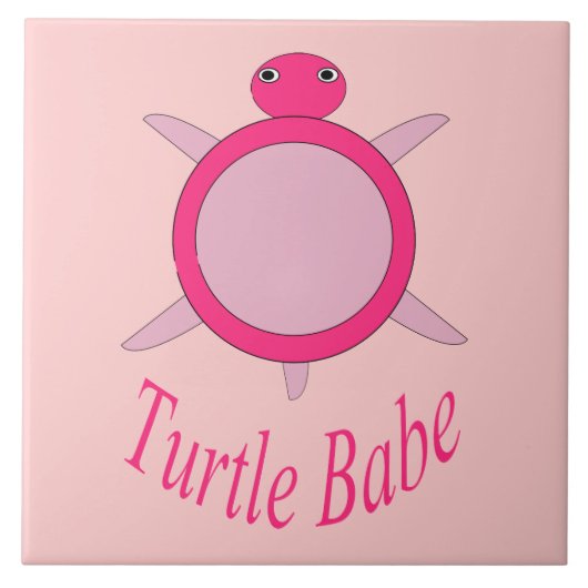Niedlich Pink Turtle Babe Tile Fliese (Vorderseite)