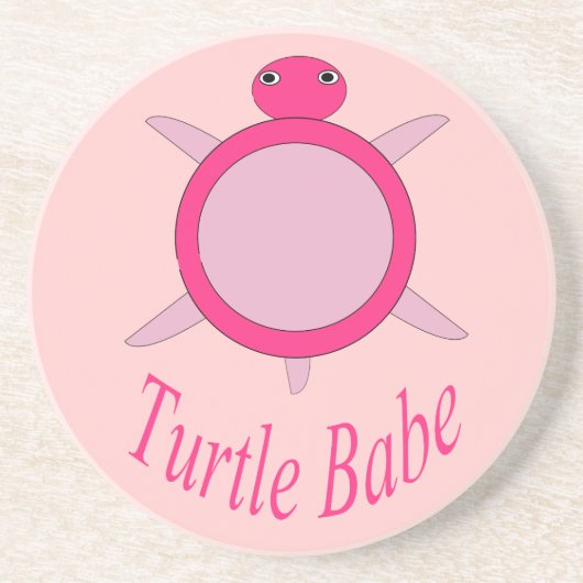 Niedlich Pink Turtle Babe Untersetzer (Vorne)