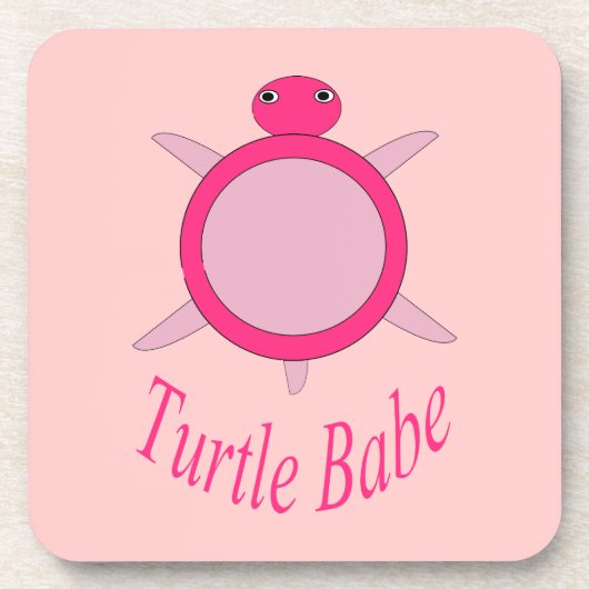 Niedlich Pink Turtle Babe Untersetzer (Vorderseite)