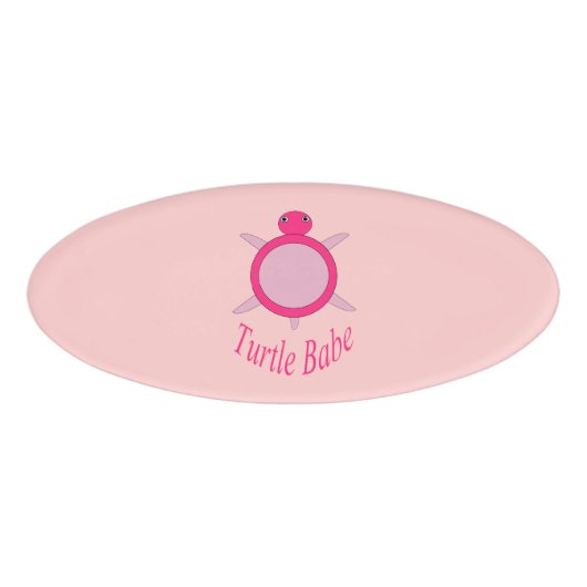 |Niedlich Pink Turtle Name Tag Namenschild (Vorderseite)