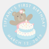 Niedlich Pink Tutu Dress Bear Cub Baby Erstgeburt Runder Aufkleber (Vorderseite)