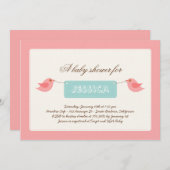 Niedlich Pink Twitter Kinderdusche Einladung (Vorne/Hinten)