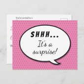 Niedlich Pink Überraschung Geburtstagsparty Sprech Einladungspostkarte (Vorne/Hinten)