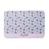 Niedlich Pink und Blue Butterfly Individuelle Name Badematte (Vorderseite)