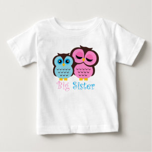 Niedlich Pink und Blue Owls Big Sister Little Brot Baby T-shirt