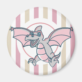 Niedlich Pink und Gray Dragon Dinosaurier Magnet