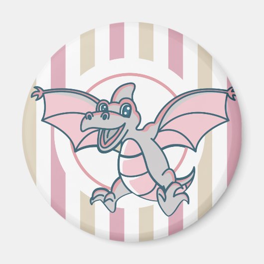 Niedlich Pink und Gray Dragon Dinosaurier Magnet (Vorne)