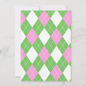 Niedlich Pink und Green Golf Par-T-Shirt 1. Geburt Einladung (Rückseite)