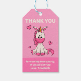 Niedlich Pink Unicorn Girl Geburtstagsparty Geschenkanhänger