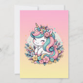 Niedlich Pink Unicorn Girl's Birthday Einladung (Rückseite)