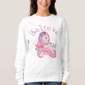 Niedlich Pink Unicorn glauben Sweatshirt (Vorderseite)