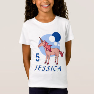 Niedlich Pink Unicorn Modern Age Name Geburtsdatum T-Shirt