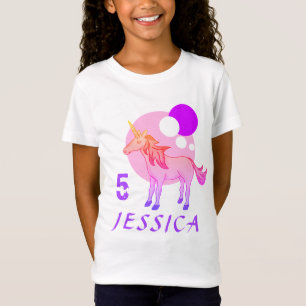 Niedlich Pink Unicorn Modernes Zeitalter Name Gebu T-Shirt