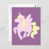 Niedlich Pink Unicorn Pegasus (Unipeg) Postkarte (Vorne/Hinten)