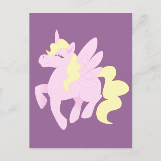 Niedlich Pink Unicorn Pegasus (Unipeg) Postkarte (Vorderseite)