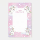 Niedlich Pink Unicorn Personalisiert Mitzvah Post-it Klebezettel (Vorderseite)