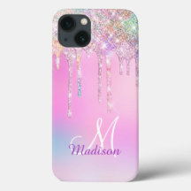 Niedlich Pink Unicorn Rainbow Glitzer Tropfen Mono