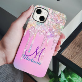 Niedlich Pink Unicorn Rainbow Glitzer Tropfen Mono Case-Mate iPhone 14 Hülle