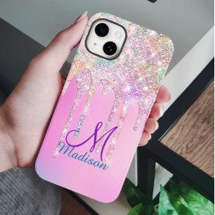 Niedlich Pink Unicorn Rainbow Glitzer Tropfen Mono Case-Mate iPhone 14 Hülle