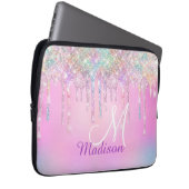 Niedlich Pink Unicorn Rainbow Glitzer Tropfen Mono Laptopschutzhülle (Vorne Rechts)