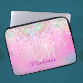 Niedlich Pink Unicorn Rainbow Glitzer Tropfen Mono Laptopschutzhülle