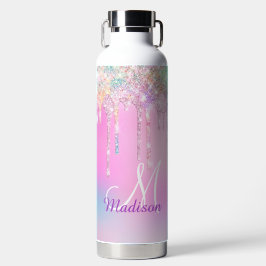 Niedlich Pink Unicorn Rainbow Glitzer Tropfen Mono Trinkflasche